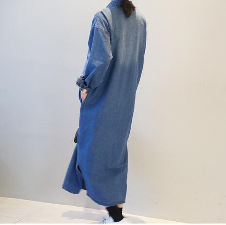 Fashion Denim Long Slit Loose Denim Shirt Jacket - ROUTINE FASHION